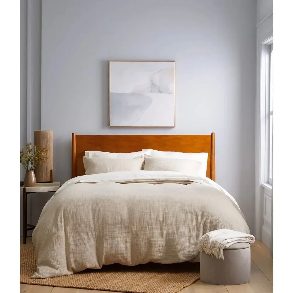 Quince Organic Cotton Gauze Duvet Cover Set King/Cal King Beige Dune NWOT